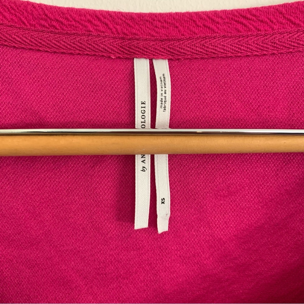 Anthropologie by Anthropologie Scoop Neck Cropped Baby Tee in Hot Pink - Picture 7 of 8